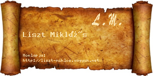 Liszt Miklós névjegykártya